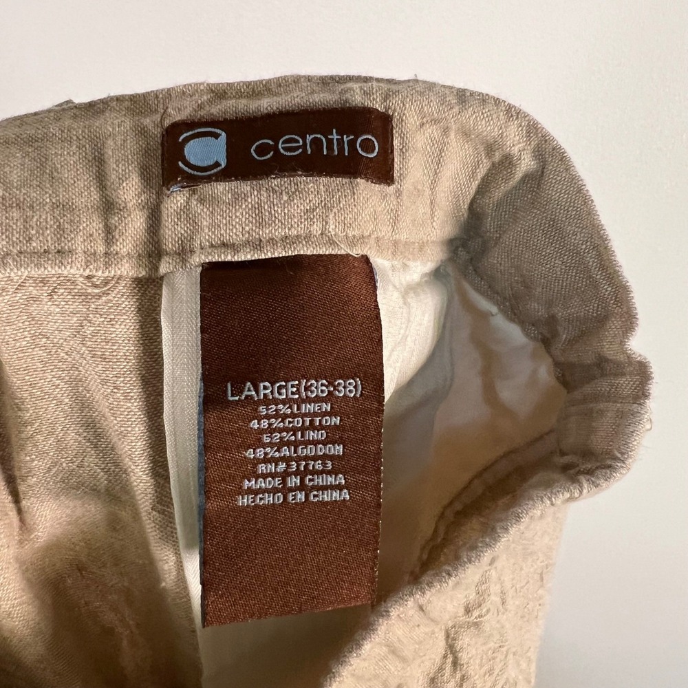 Centro‎ Mens Linen Blend Drawstring Pants Khaki Tan Size Large 36-38 Relaxed Fit - Picture 7 of 8